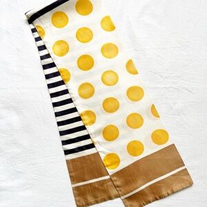 Vintage 60s Polka Dot Stripes Reversible Mod Scarf